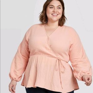 Ava & Viv Long Sleeve Wrap Blouse size 1X